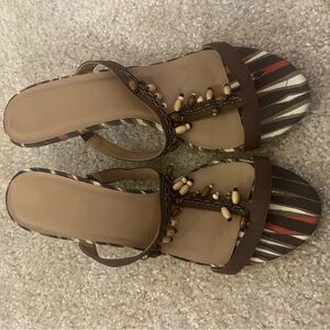 Stylish Brown Beaded Women's Sandals